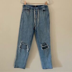 Rewash Blue Ankle Cropped Distressed Jeans